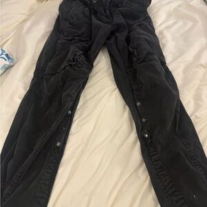 Free People Charcoal black Joggers with Button Accents